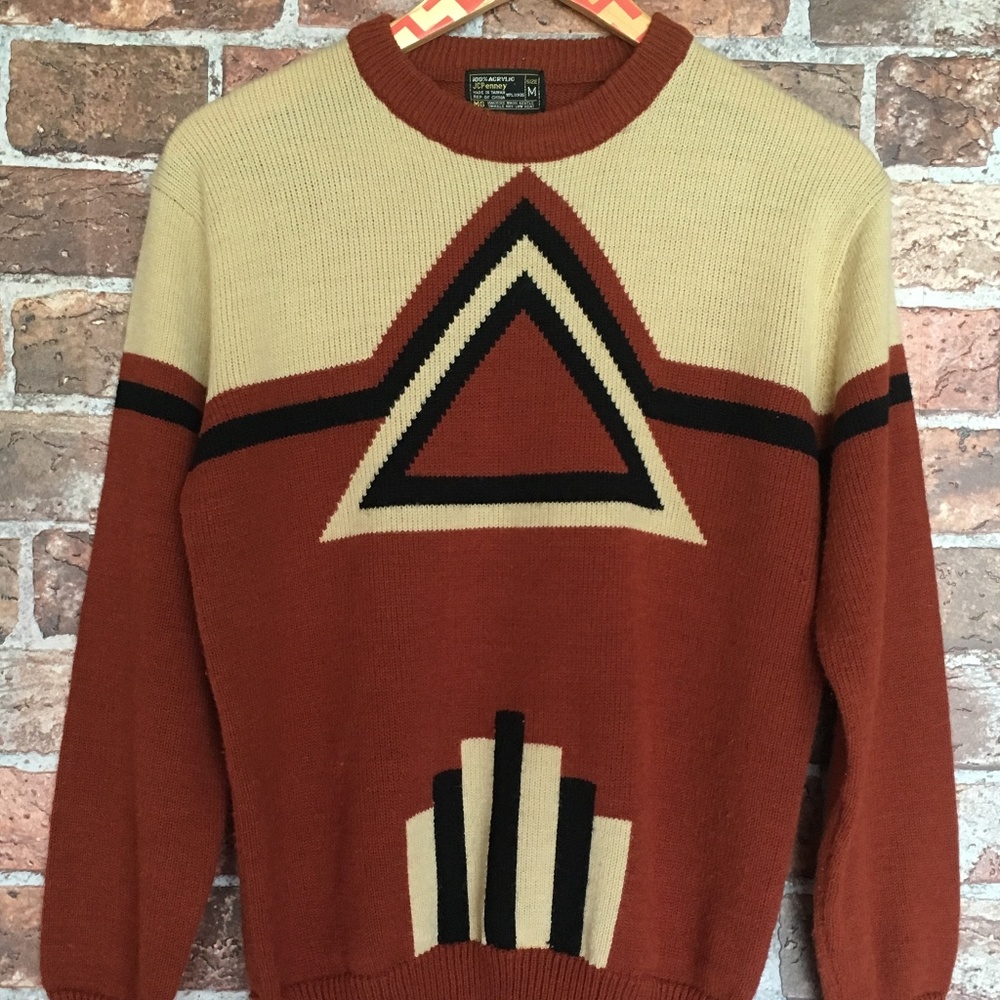 Boho Vintage Sweater Small Burnt Orange JC Penny